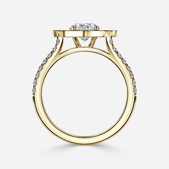 Joon Yellow Gold Grain Set Compass Halo Engagement Ring