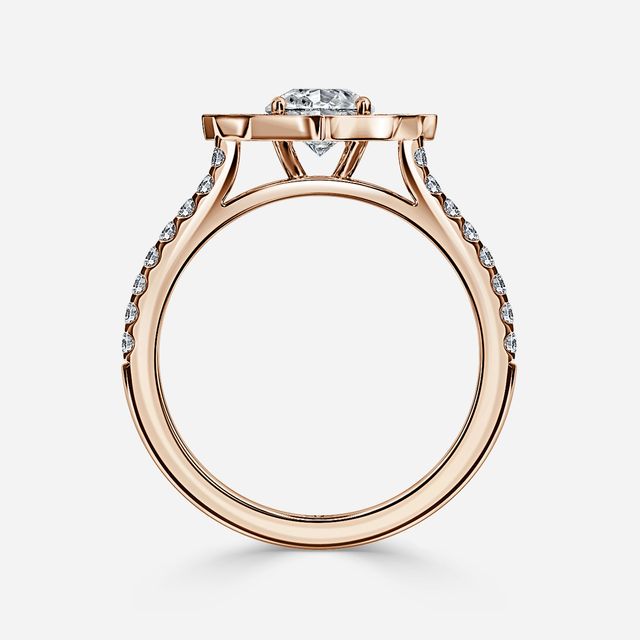 Joon Rose Gold Grain Set Compass Halo Engagement Ring