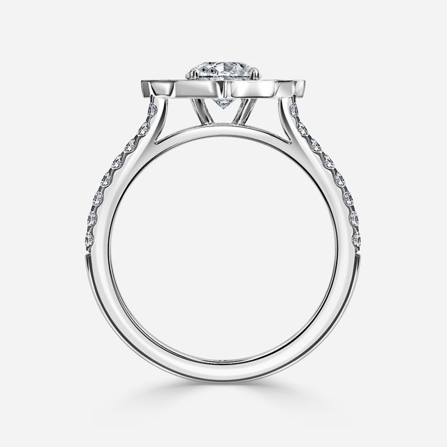 Joon Platinum Grain Set Compass Halo Engagement Ring