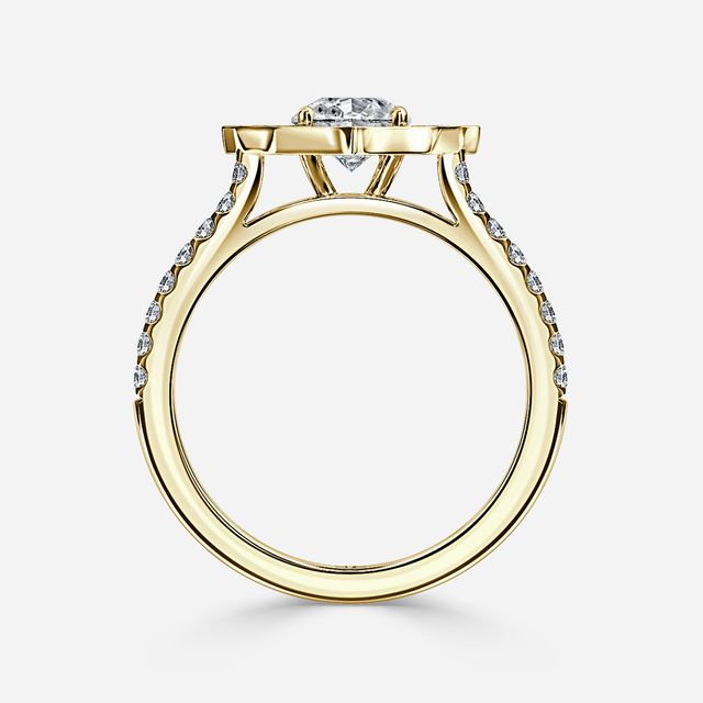 Joon Yellow Gold Grain Set Compass Halo Engagement Ring
