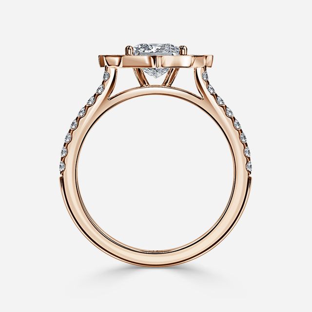 Joon Rose Gold Grain Set Compass Halo Engagement Ring