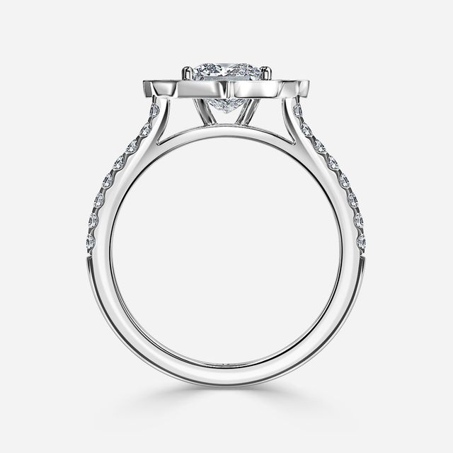 Joon White Gold Grain Set Compass Halo Engagement Ring