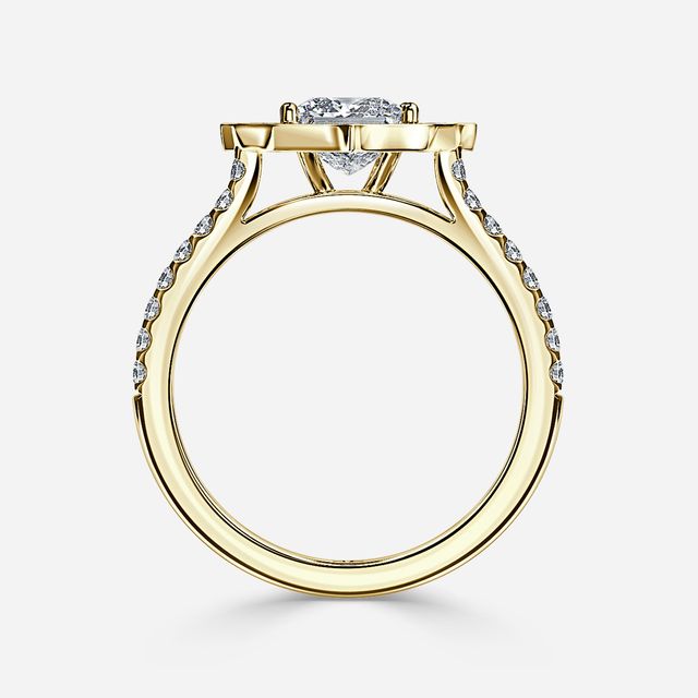 Joon Yellow Gold Grain Set Compass Halo Engagement Ring