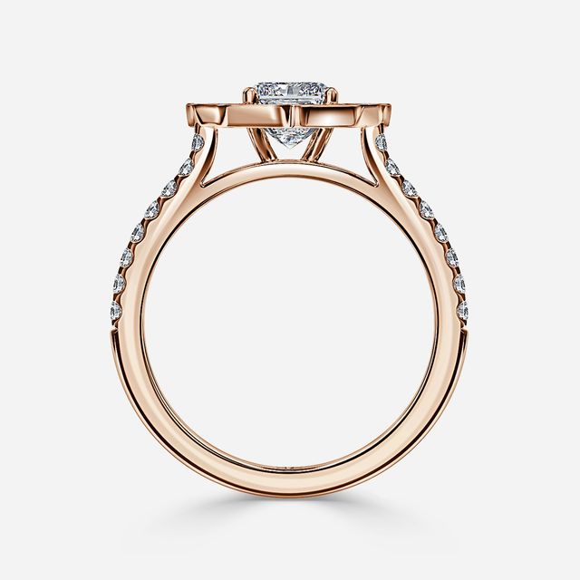 Joon Rose Gold Grain Set Compass Halo Engagement Ring