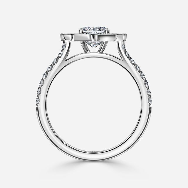 Joon Platinum Grain Set Compass Halo Engagement Ring