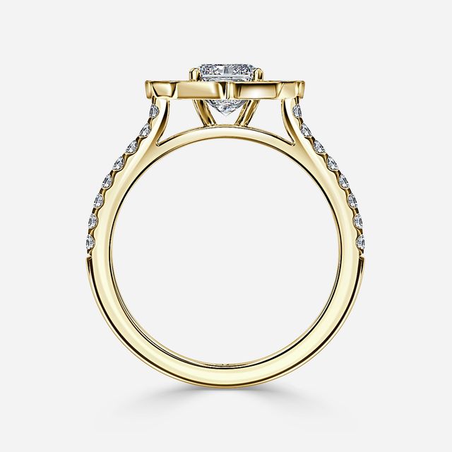 Joon Yellow Gold Grain Set Compass Halo Engagement Ring