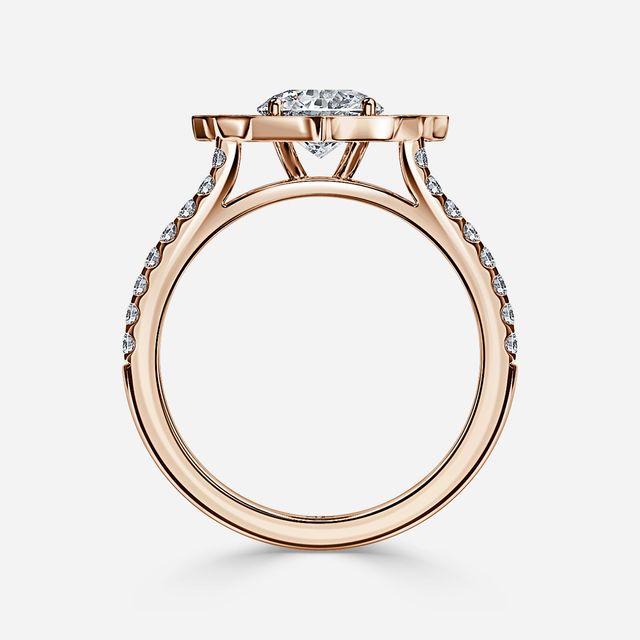Joon Rose Gold Grain Set Compass Halo Engagement Ring