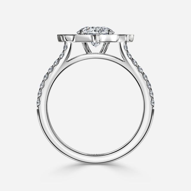 Joon White Gold Grain Set Compass Halo Engagement Ring