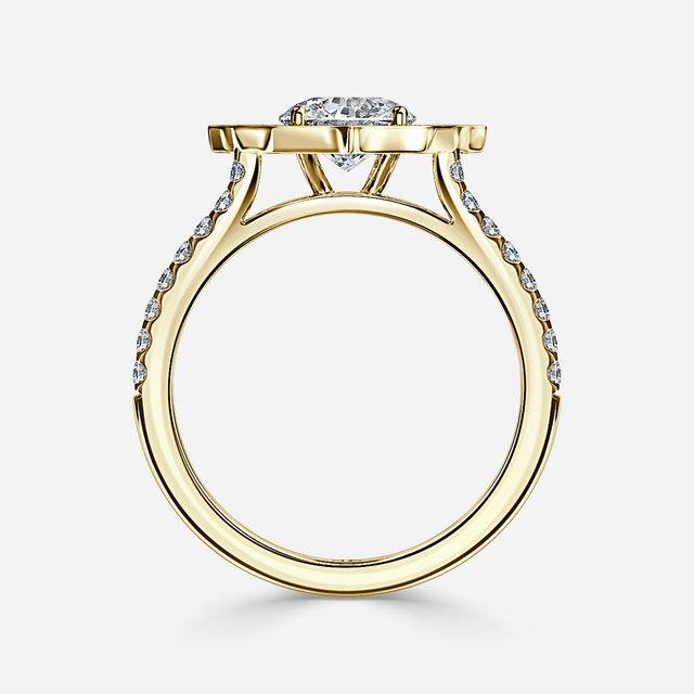 Joon Yellow Gold Grain Set Compass Halo Engagement Ring