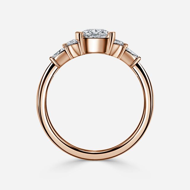 Estelle Rose Gold 5 Stone Half Moon And Baguette Engagement Diamond Ring Bulk Edit