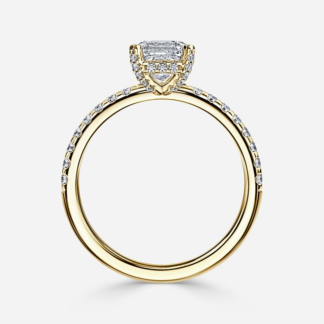 Serene Yellow Gold Hidden Halo Collet Set Engagement Ring