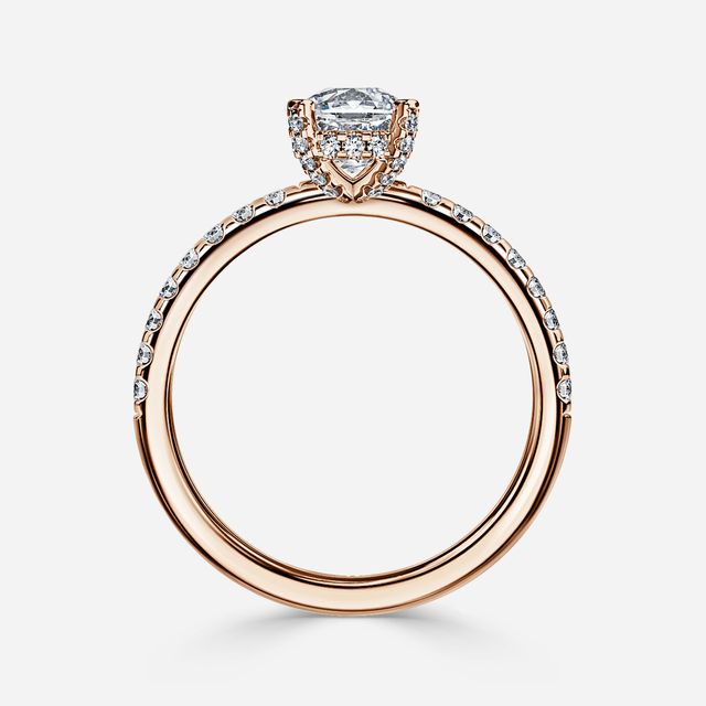 Serene Rose Gold Hidden Halo Collet Set Engagement Ring