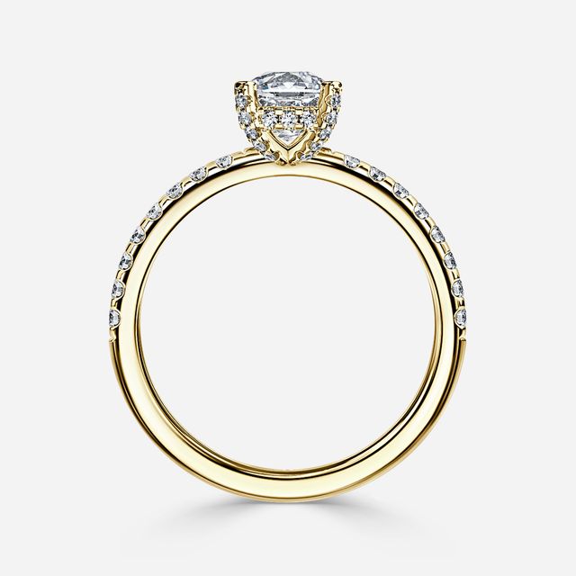 Serene Yellow Gold Hidden Halo Collet Set Engagement Ring