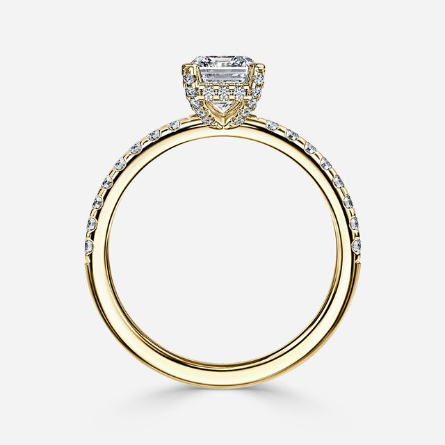 Serene Yellow Gold Hidden Halo Collet Set Engagement Ring