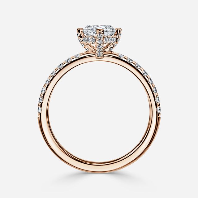 Serene Rose Gold Hidden Halo Collet Set Engagement Ring