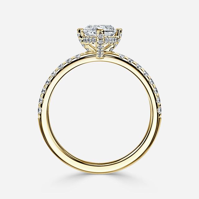 Serene Yellow Gold Hidden Halo Collet Set Engagement Ring