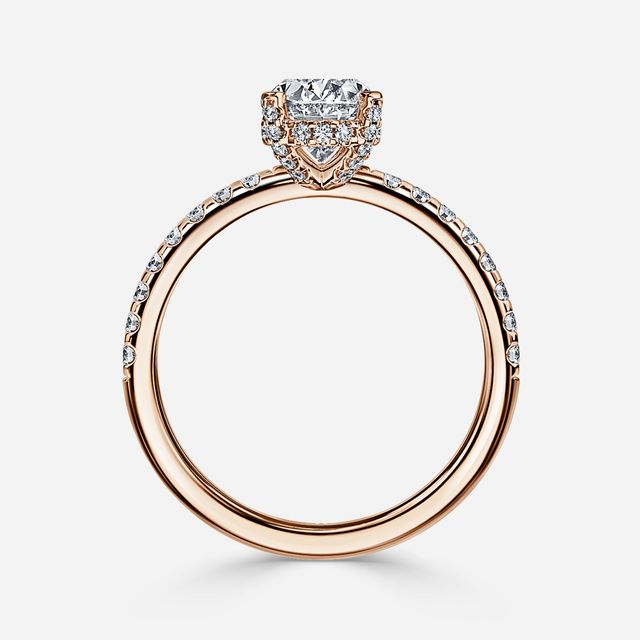 Serene Rose Gold Hidden Halo Collet Set Engagement Ring