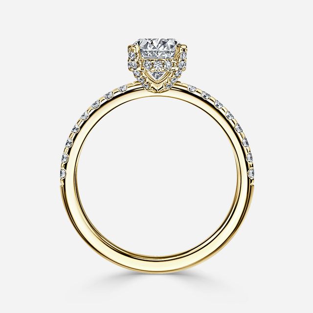Serene Yellow Gold Hidden Halo Collet Set Engagement Ring