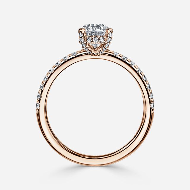 Serene Rose Gold Hidden Halo Collet Set Engagement Ring