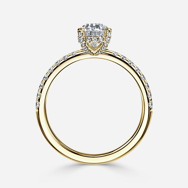 Serene Yellow Gold Hidden Halo Collet Set Engagement Ring
