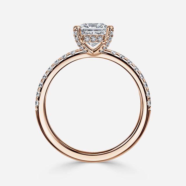 Serene Rose Gold Hidden Halo Collet Set Engagement Ring