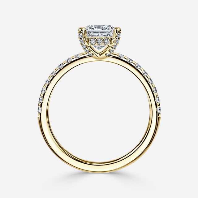 Serene Yellow Gold Hidden Halo Collet Set Engagement Ring