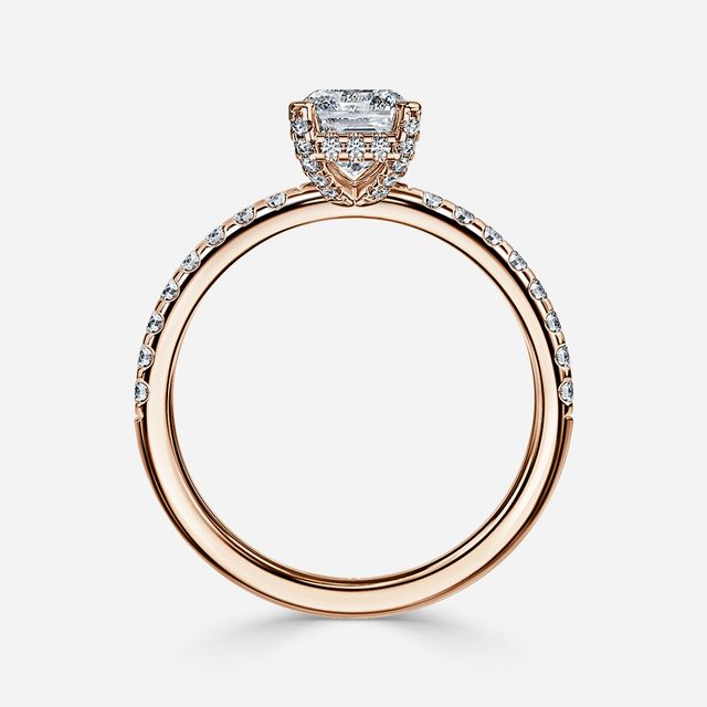 Serene Rose Gold Hidden Halo Collet Set Engagement Ring