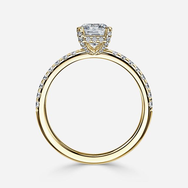Serene Yellow Gold Hidden Halo Collet Set Engagement Ring