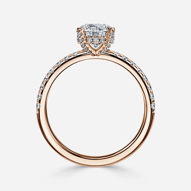 Serene Rose Gold Hidden Halo Collet Set Engagement Ring