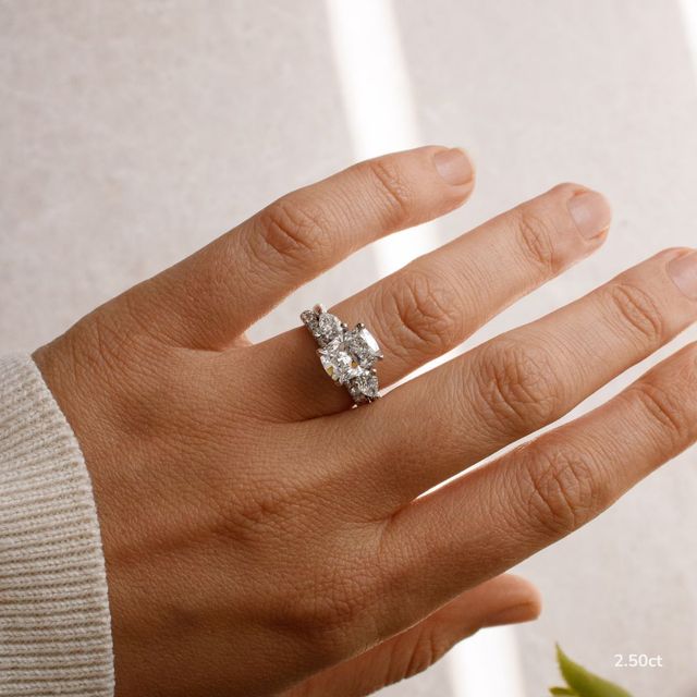 Amaya Platinum Pear Shape Wedfit Trilogy Engagement Ring