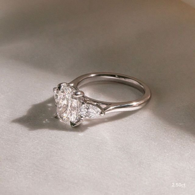 Amaya Platinum Pear Shape Wedfit Trilogy Engagement Ring