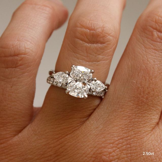 Amaya Platinum Pear Shape Wedfit Trilogy Engagement Ring