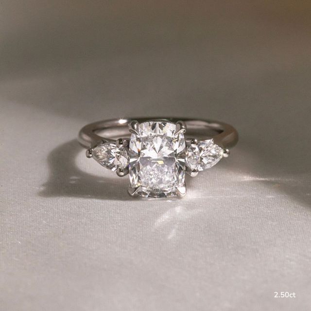 Amaya Platinum Pear Shape Wedfit Trilogy Engagement Ring