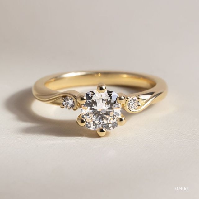 Alani Yellow Gold Three Stone Twisted Band Engagement Ring