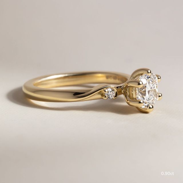 Alani Yellow Gold Three Stone Twisted Band Engagement Ring