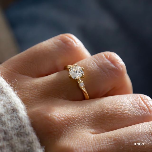Alani Yellow Gold Three Stone Twisted Band Engagement Ring