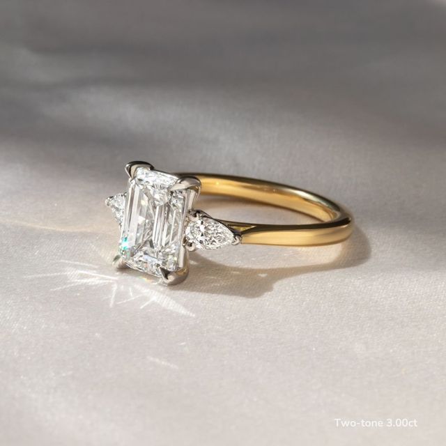Amaya Yellow Gold Pear Shape Wedfit Trilogy Engagement Ring