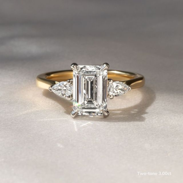 Amaya Yellow Gold Pear Shape Wedfit Trilogy Engagement Ring