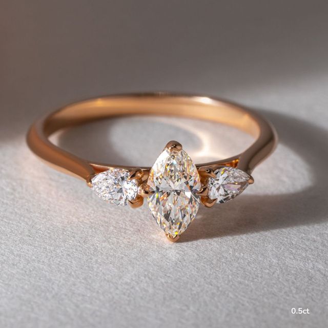 Amaya Rose Gold Pear Shape Wedfit Trilogy Engagement Ring