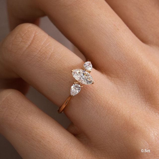 Amaya Rose Gold Pear Shape Wedfit Trilogy Engagement Ring