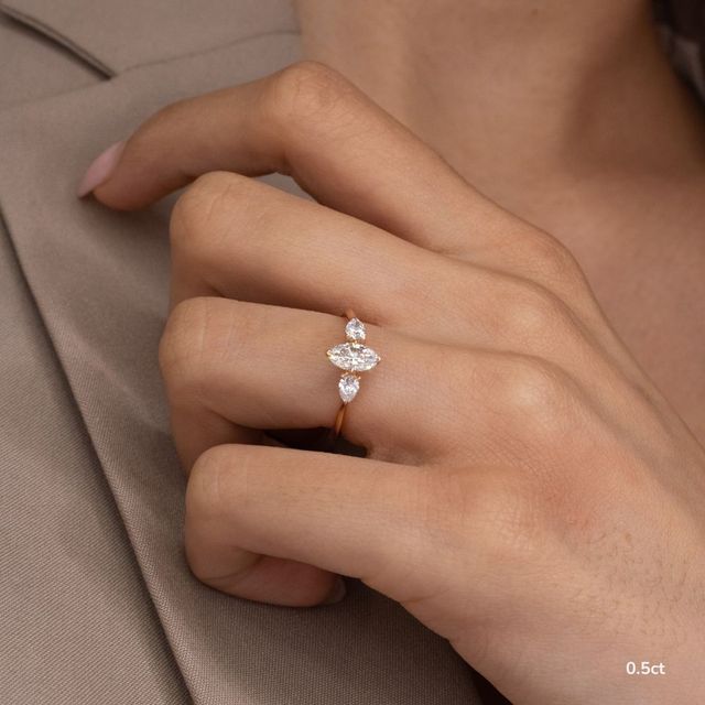 Amaya Rose Gold Pear Shape Wedfit Trilogy Engagement Ring