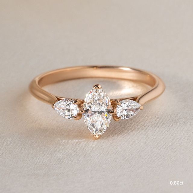 Amaya Rose Gold Pear Shape Wedfit Trilogy Engagement Ring