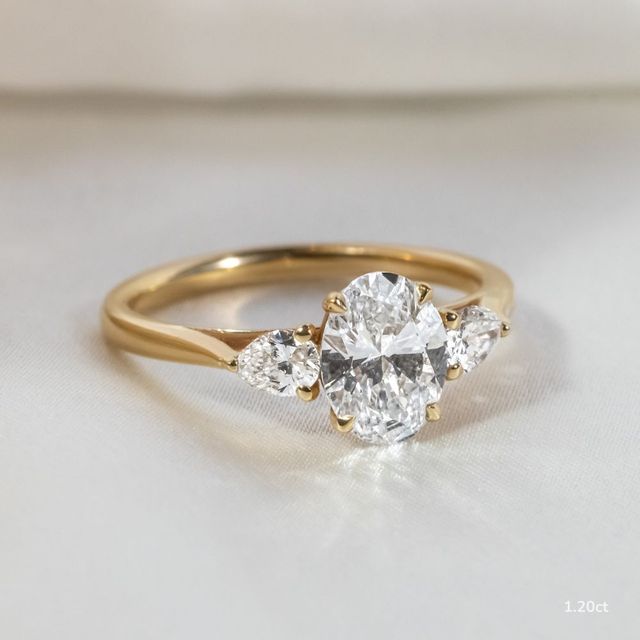Amaya Yellow Gold Pear Shape Wedfit Trilogy Engagement Ring