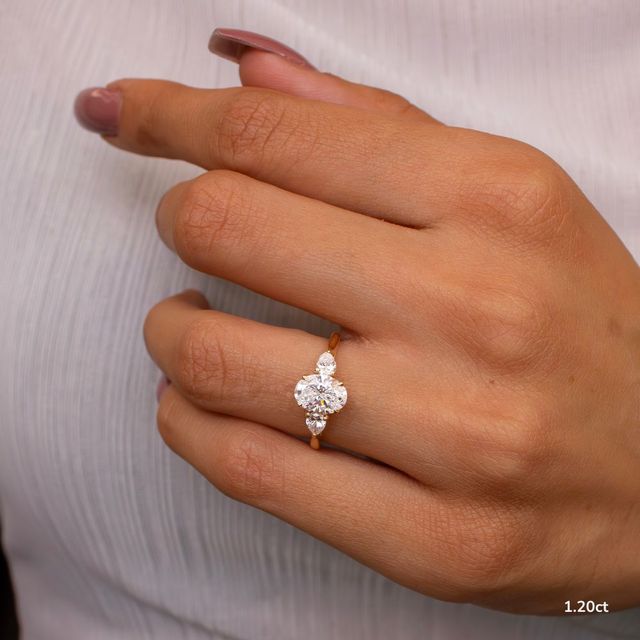 Amaya Yellow Gold Pear Shape Wedfit Trilogy Engagement Ring