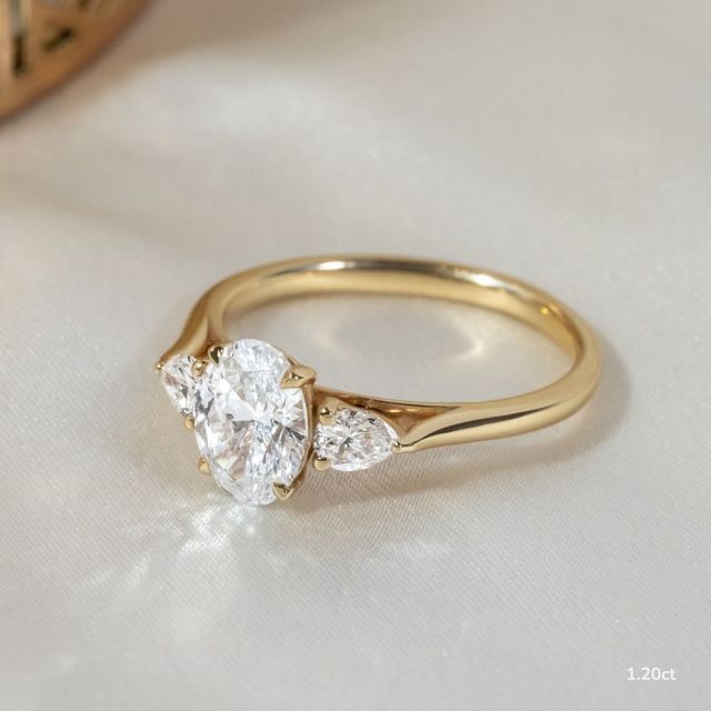 Amaya Yellow Gold Pear Shape Wedfit Trilogy Engagement Ring