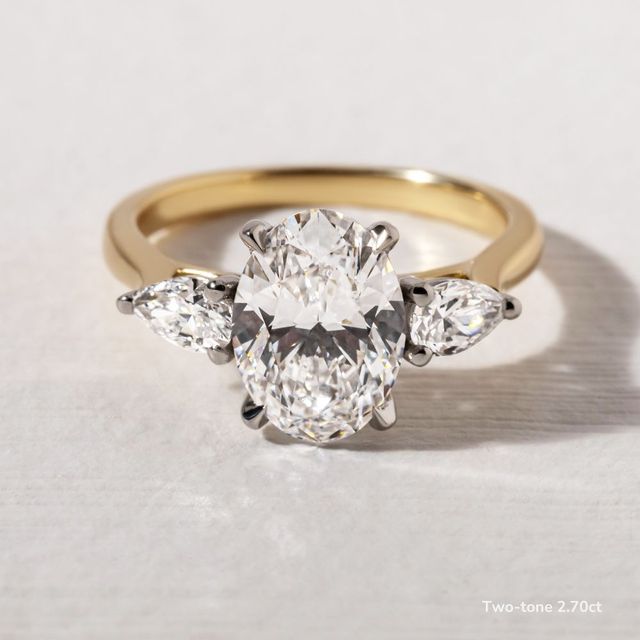 Amaya Yellow Gold Pear Shape Wedfit Trilogy Engagement Ring