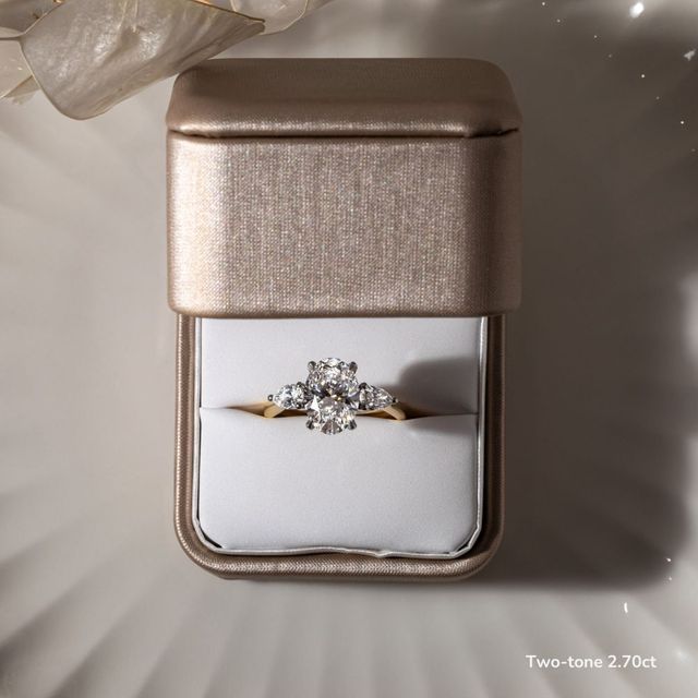 Amaya Yellow Gold Pear Shape Wedfit Trilogy Engagement Ring