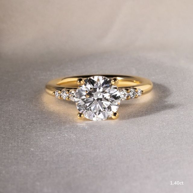 Zahara Yellow Gold 7 Stone Diamond Band Engagement Ring