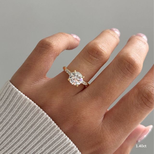 Zahara Yellow Gold 7 Stone Diamond Band Engagement Ring