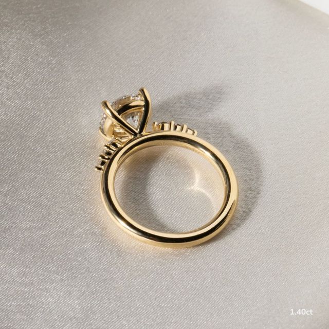 Zahara Yellow Gold 7 Stone Diamond Band Engagement Ring